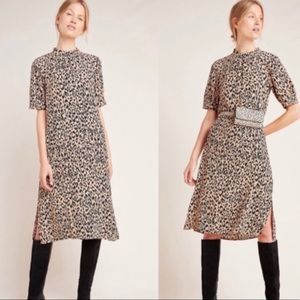 Anthropologie Leopard Midi Dress